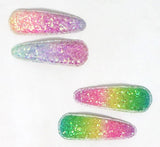 Rainbow Chunky Glitter Snap Clips