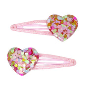 Glitter Resin Heart Hair Clips