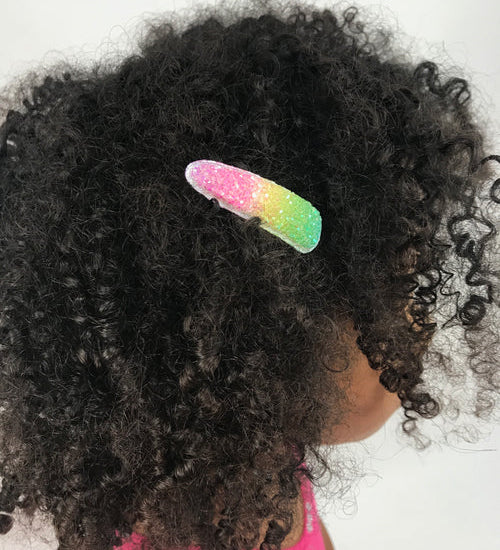Rainbow Chunky Glitter Snap Clips 