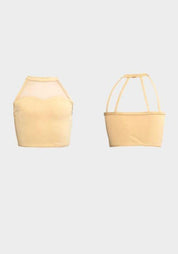 nude halter neck crop top dance wear costume base studio 7