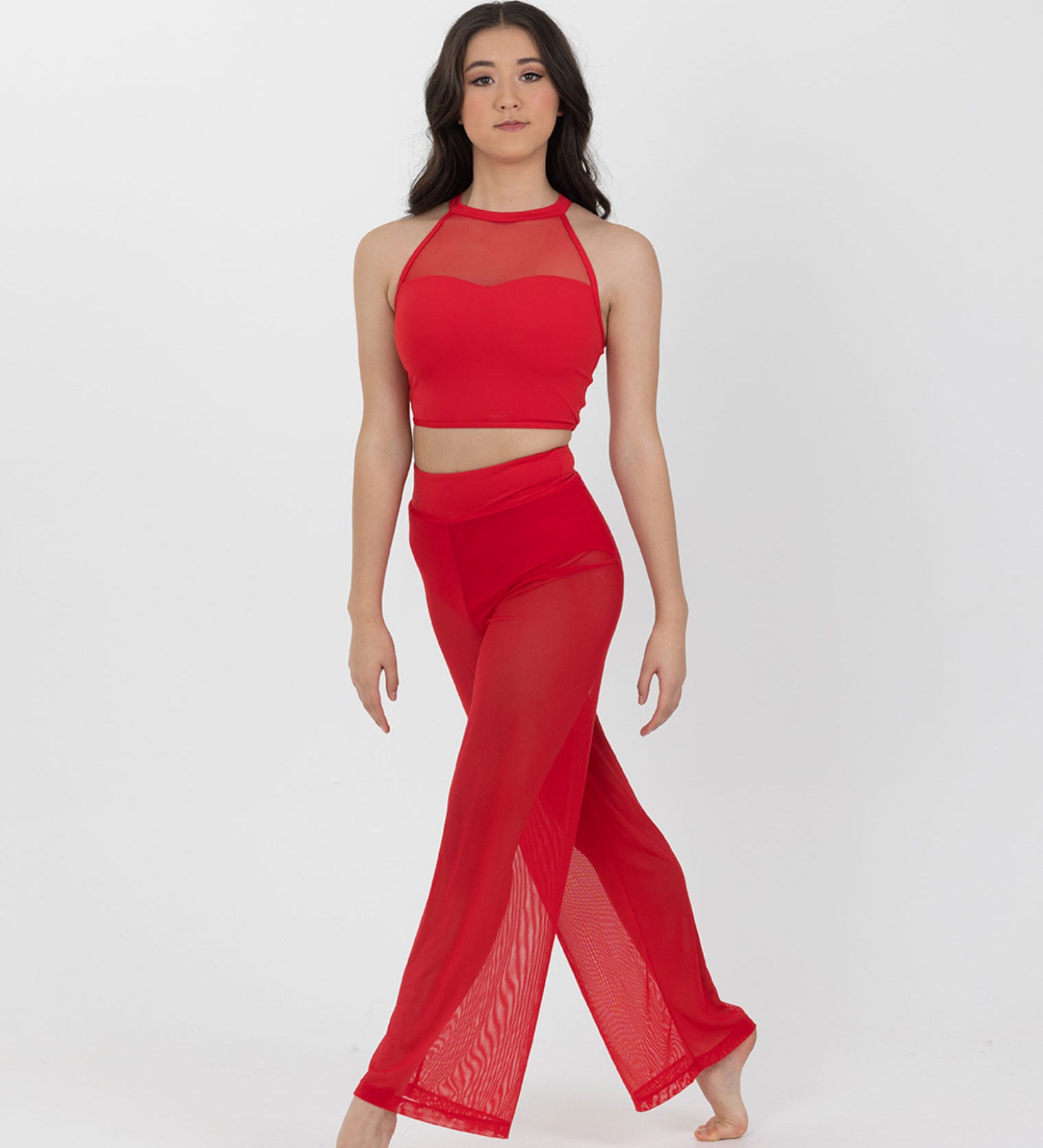 red mesh performance pants dancewear costume