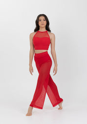 red mesh performance pants dancewear costume