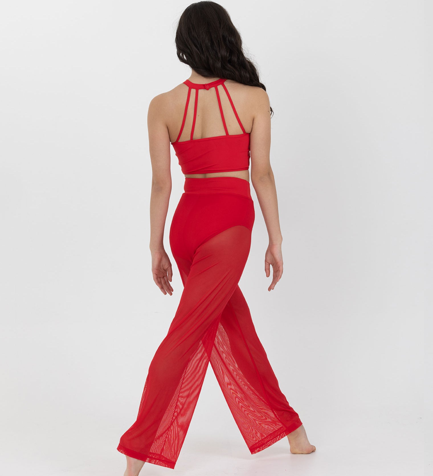 red crop top mesh dancewear