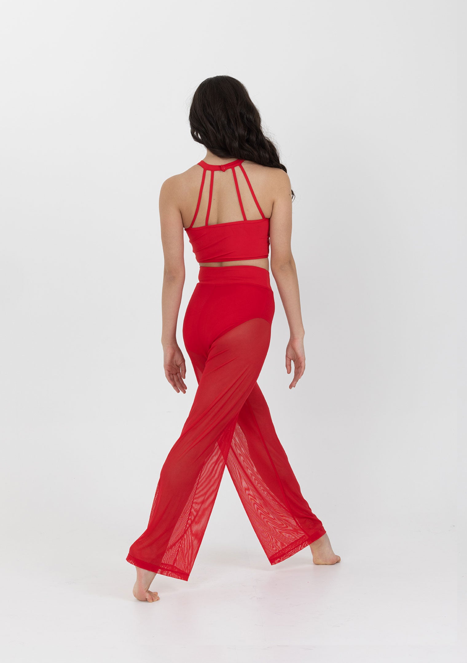 red crop top mesh dancewear