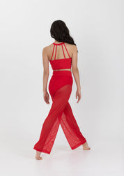 red crop top mesh dancewear