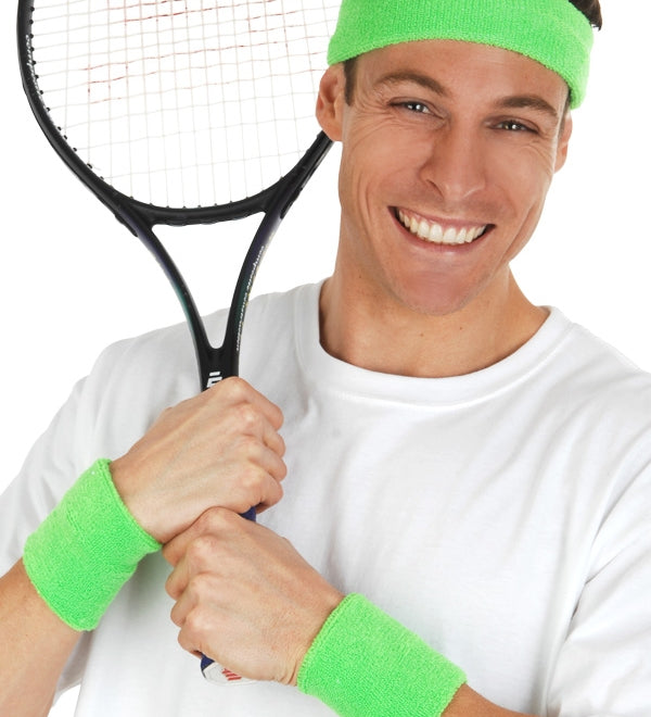 neon 1980s headband wristband 80s tennis sport 