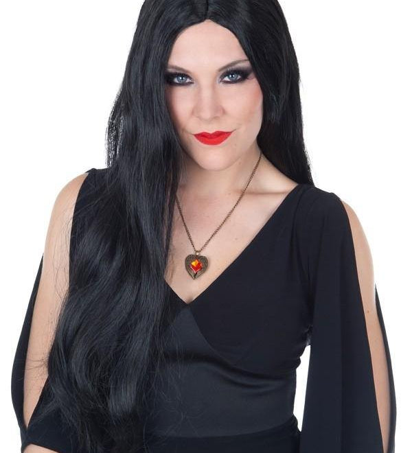 Morticia Wig - 36inch long black straight hair