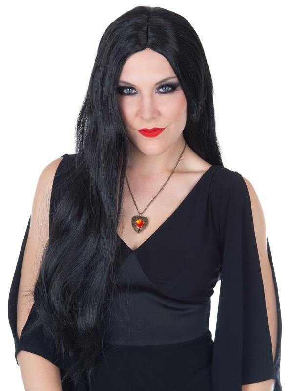 Morticia Wig - 36inch long black straight hair