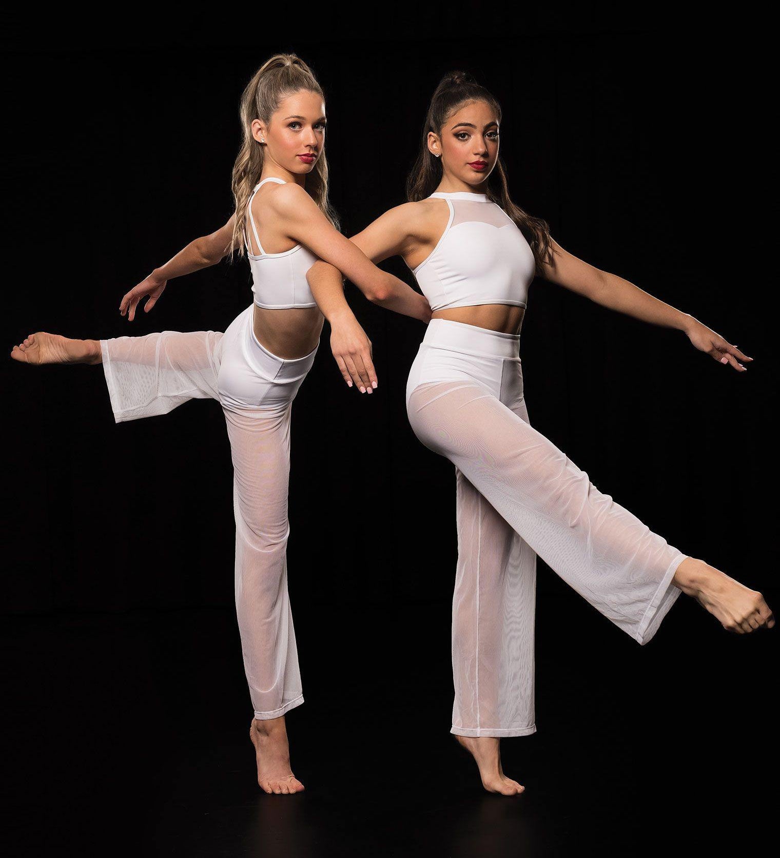 mesh performance top and pants dance costumes