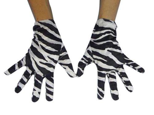 short zebra print gloves