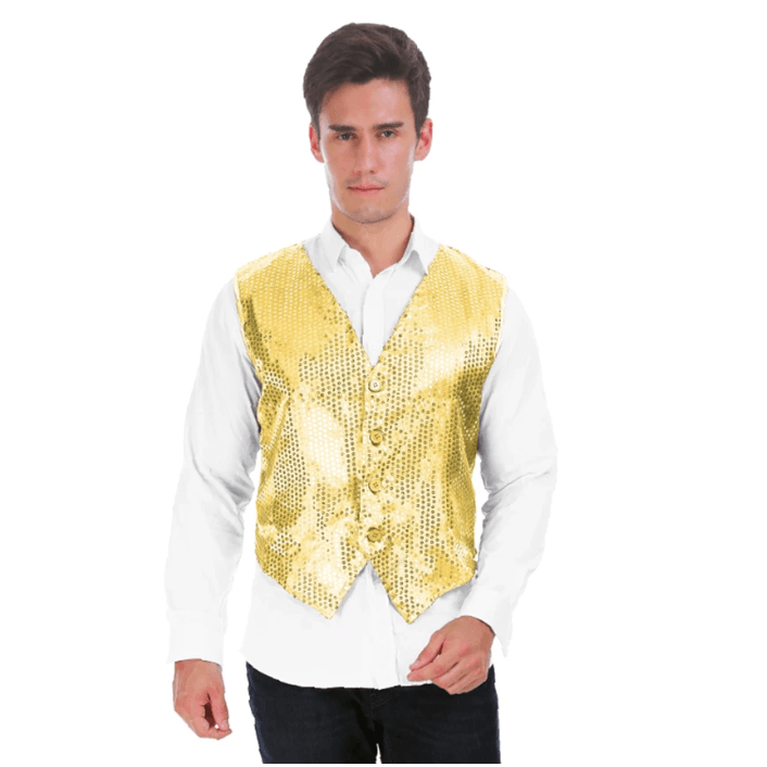 Adult Sequin Waistcoat Vest costume fancy dress showbiz jazz dance mens showman circus glitz casino glamour 1920s ring master 