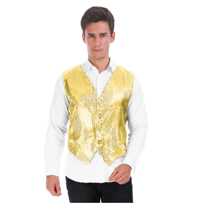 Adult Sequin Waistcoat Vest costume fancy dress showbiz jazz dance mens showman circus glitz casino glamour 1920s ring master 