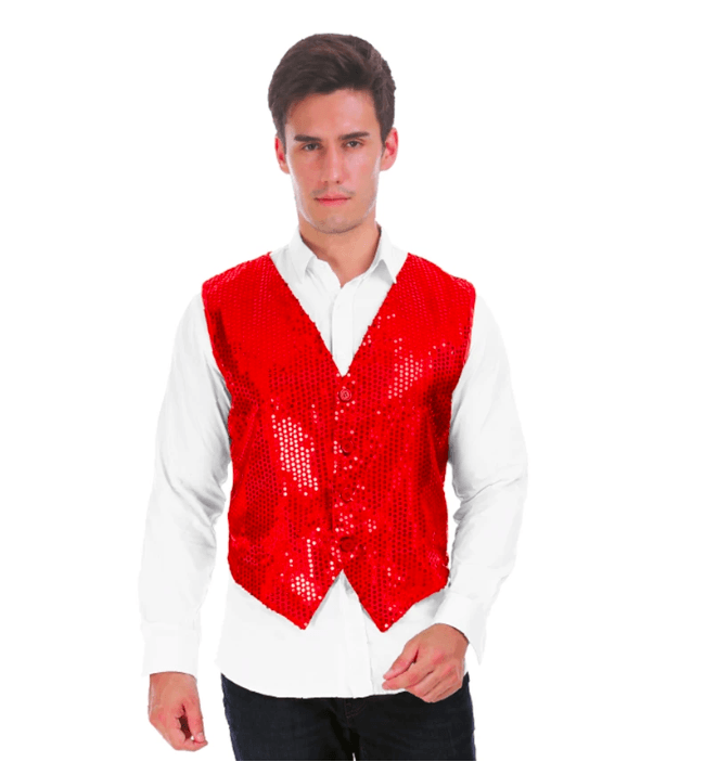 Adult Sequin Waistcoat Vest costume fancy dress showbiz jazz dance mens showman circus glitz casino glamour 1920s ring master 