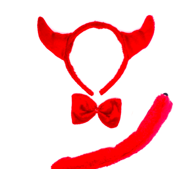 Devil Costume Kit Includes:  Devil Headband with Horns Red Bow Tie Devil Tail