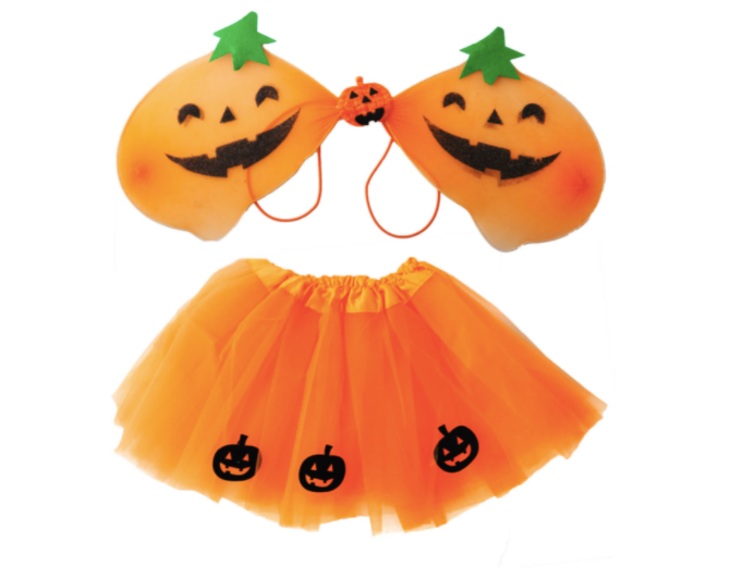 Halloween Pumpkin Wings & Tutu Set