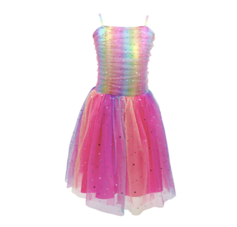 Rainbow Ruched Sparkle Ballet Dress