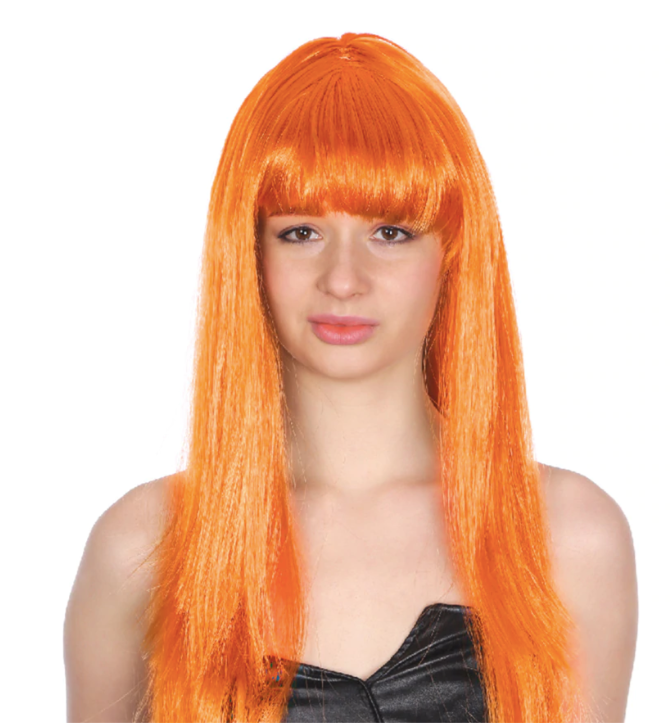 Long Wig with Fringe - Orange