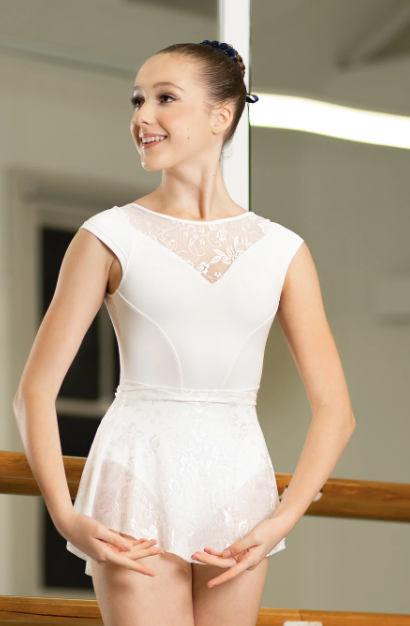 white cap sleeve leotard  lace