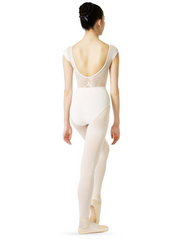 lace white cap sleeve leotard 