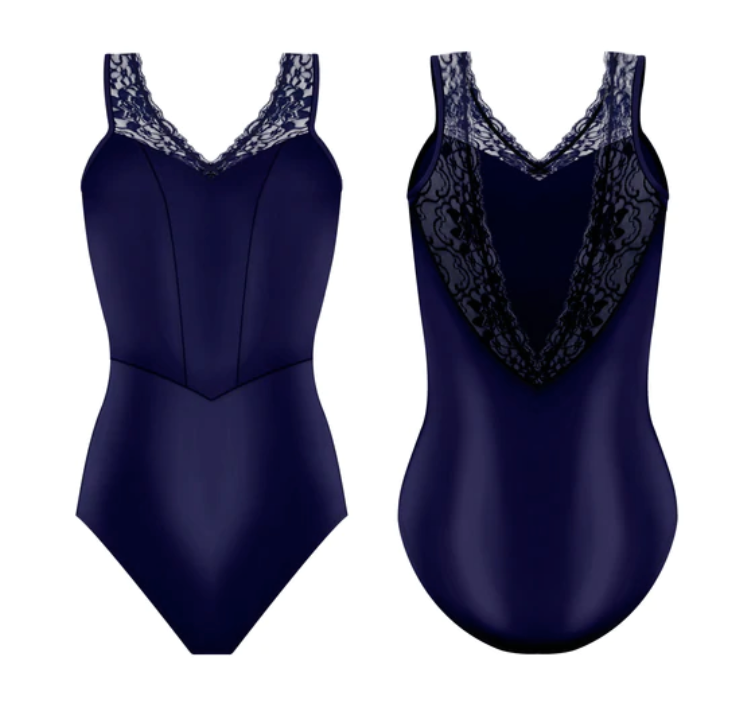 navy blue lace ballet leotard