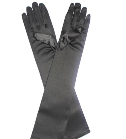 Long Satin Gloves black
