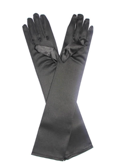 Long Satin Gloves black