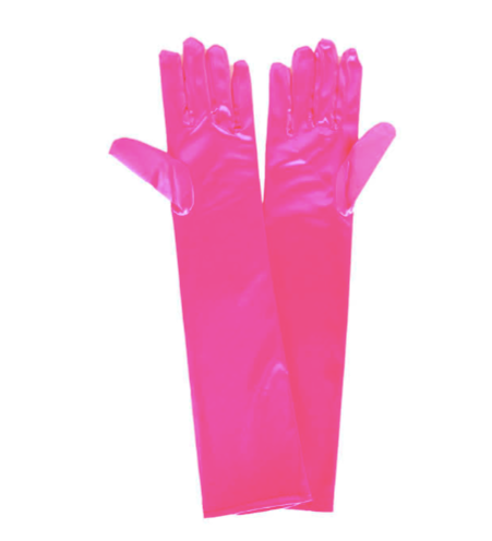 Long Satin Gloves hot pink