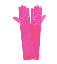 Long Satin Gloves hot pink