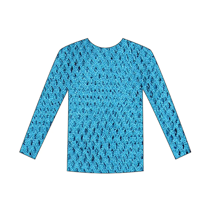 Long Sleeve Fishnet Top blue 1980s costumes