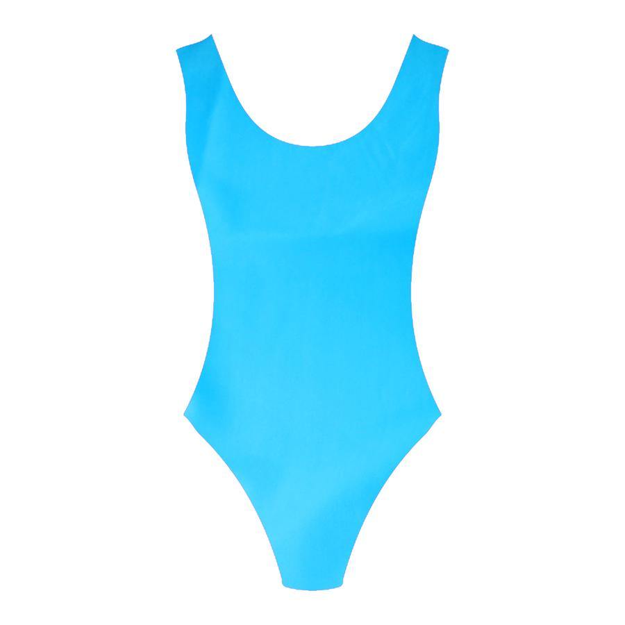 1980s leotard neon blue barbie