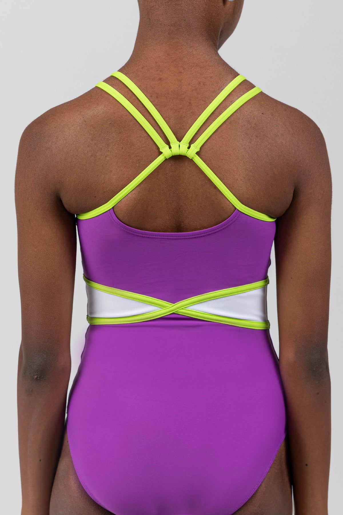 bright purple gym leotard