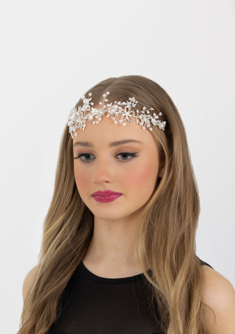 Malleable headband with pearls, diamantes and beads