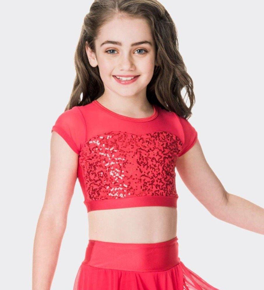 Attitude Sequin Crop Top | Red  Dancewear Australia