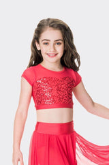 Attitude Sequin Crop Top | Red