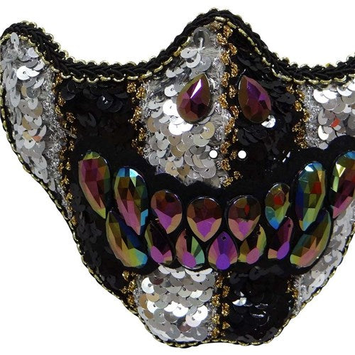 Sequined and Jewelled Demon Half Mask