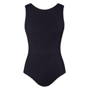 Boat neckline leotard in black