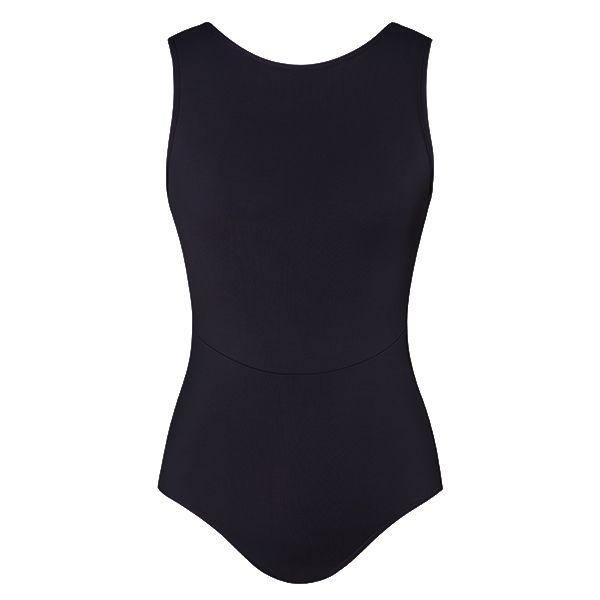 Boat neckline leotard in black