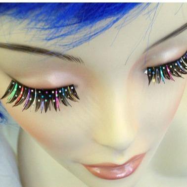 Eyelashes - Black with multi tinsel