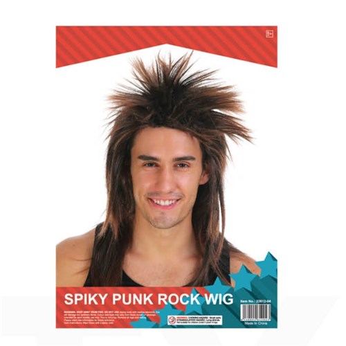 Spiky Punk Rock Wig - Brown