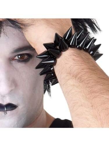 Spiked Black 80s Bracelet. Back spiked bracelet with 2 rows of spikes - each spike is 2cm tall.
