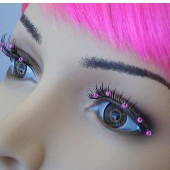 Eyelashes - Black with Pink Beads