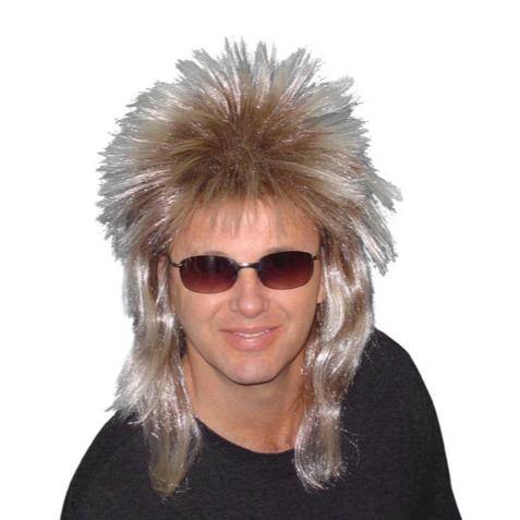 blond spiky mullet wig 1970 1980