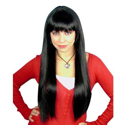 long black wig with fringe morticia
