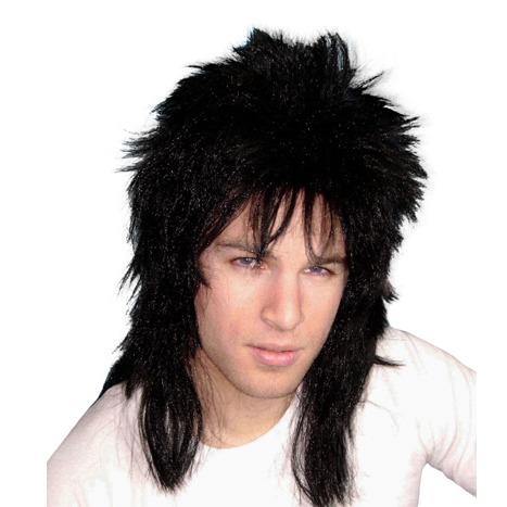 spiky black mullet wig rockstar 1970 1980