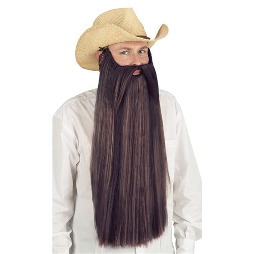 Extra Long Beard with Moustache - Brown