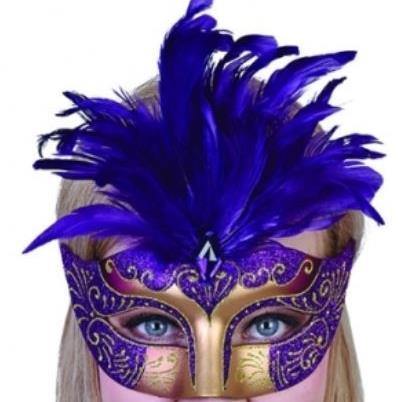 Mask - Gabriele Purple with Feathers  Dancewear Australia
