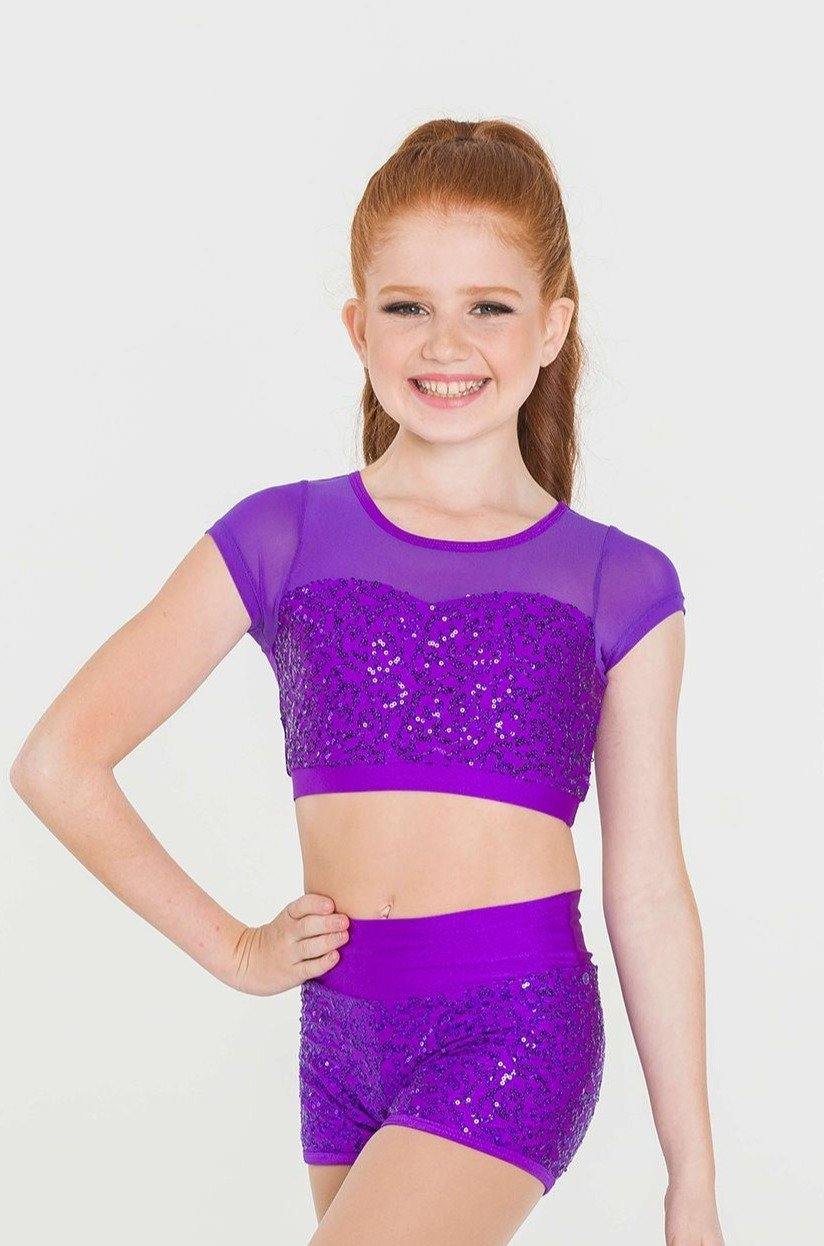 Attitude Sequin Crop Top | Purple  Dancewear Australia