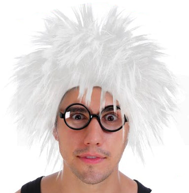 Mad Scientist spiky white wig Einstein Doc back to the future crazy doctor 