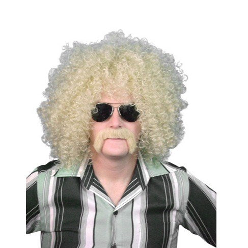 blond afro wig curls 1980s 1970s disco 