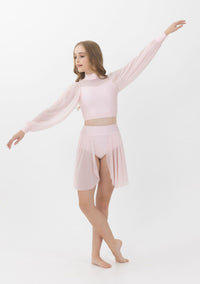 pale pink lyrical mesh skirt studio 7 dance costume
